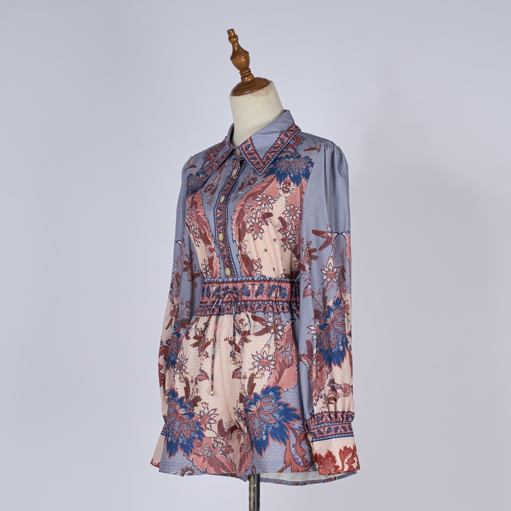 Printing national style long sleeve shirt a set
