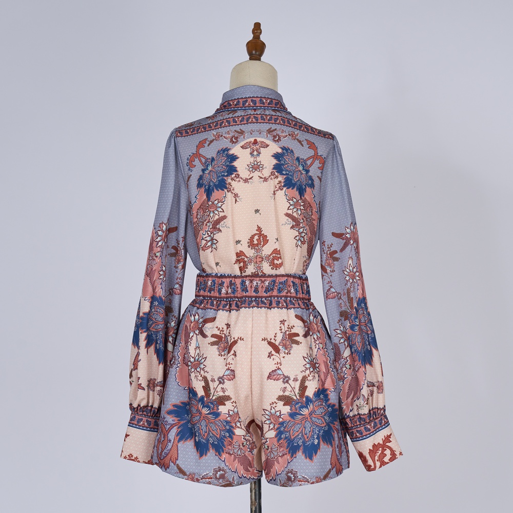 Printing national style long sleeve shirt a set