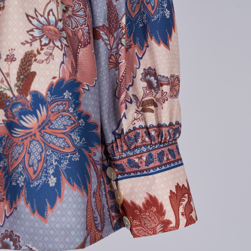 Printing national style long sleeve shirt a set