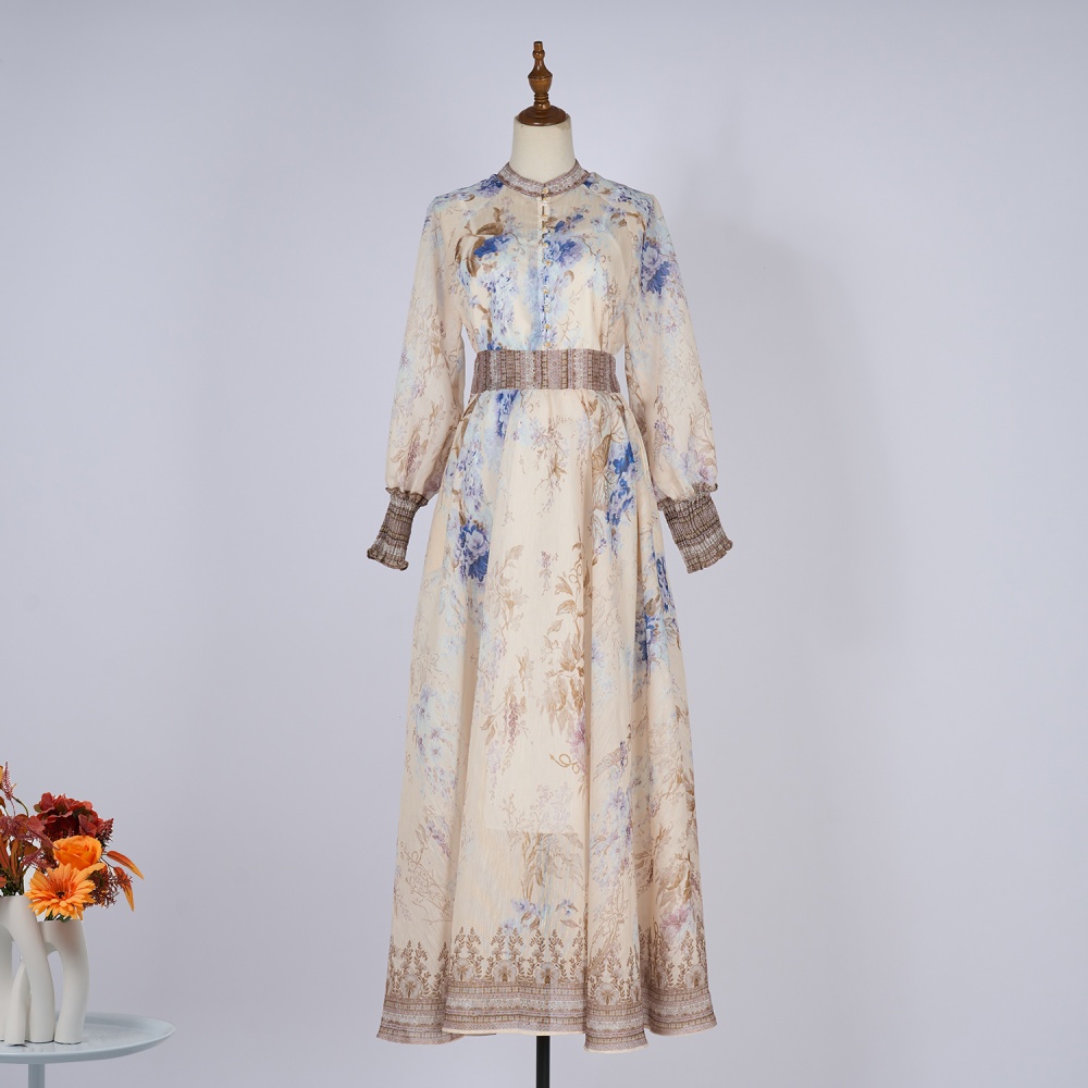 Lengthen big skirt buckle mood printing skirt a set
