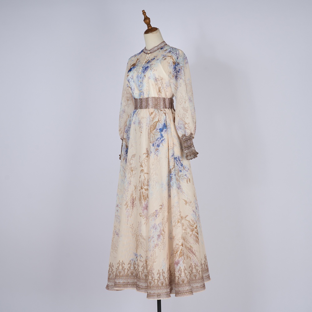 Lengthen big skirt buckle mood printing skirt a set