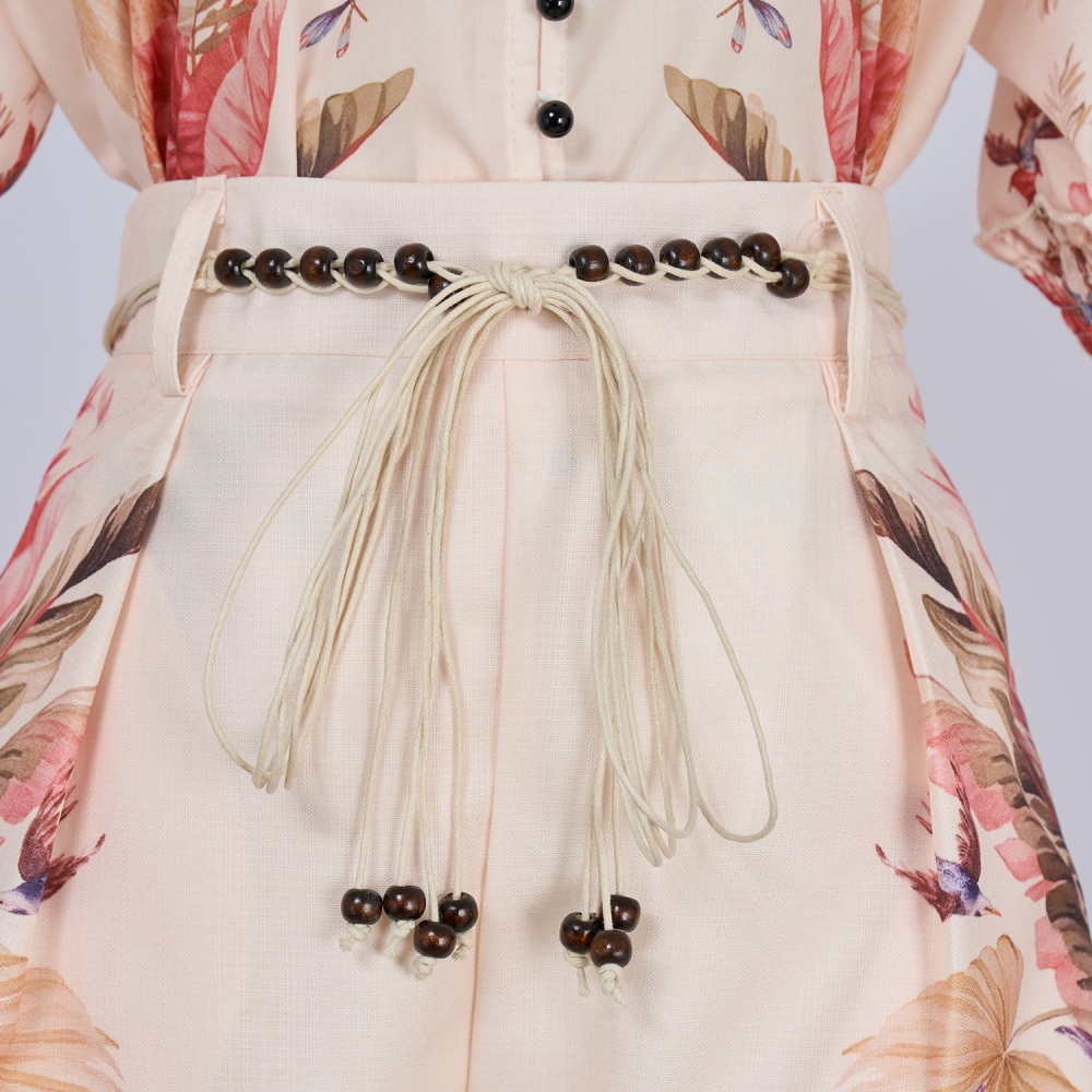 Printing flax tops fashionable short sleeve shirt a set for women