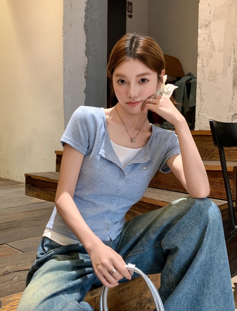 Pseudo-two tops short sleeve T-shirt for women