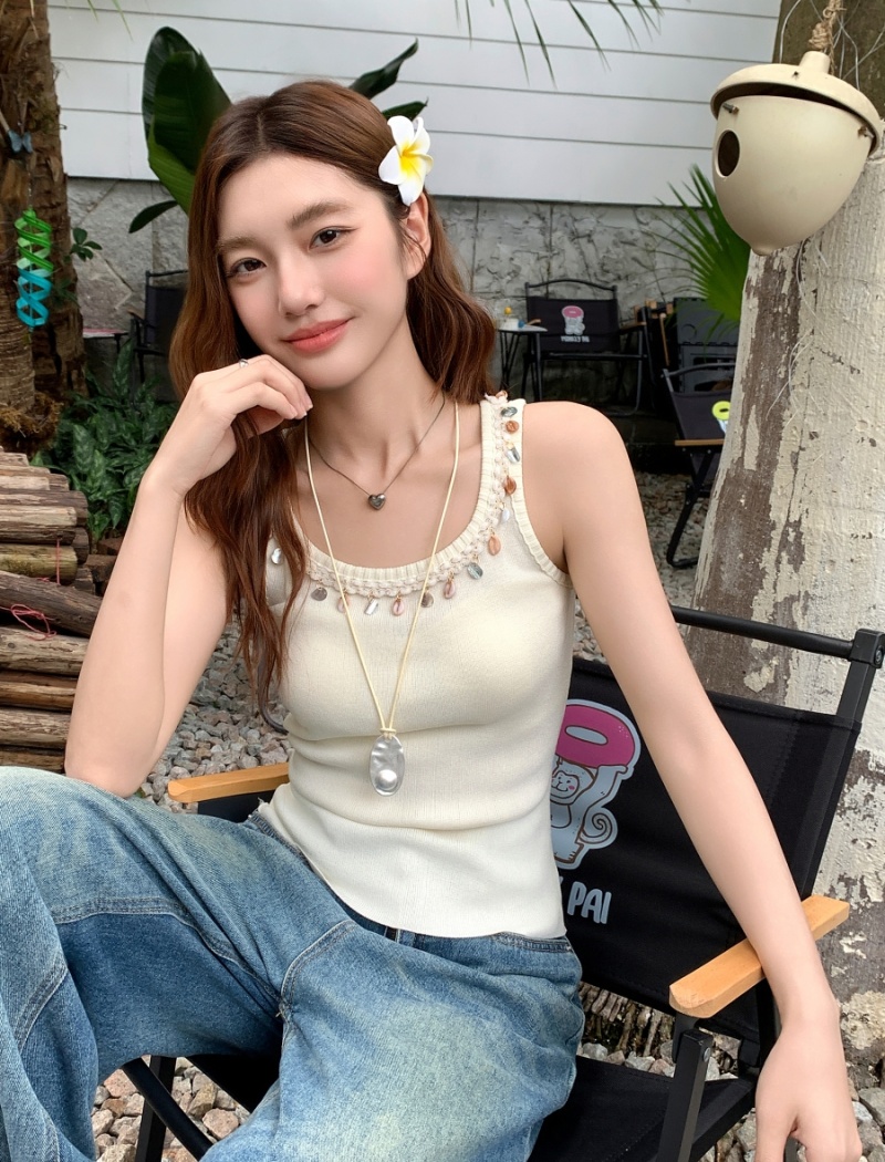 Knitted slim chanelstyle vest France style sling tops