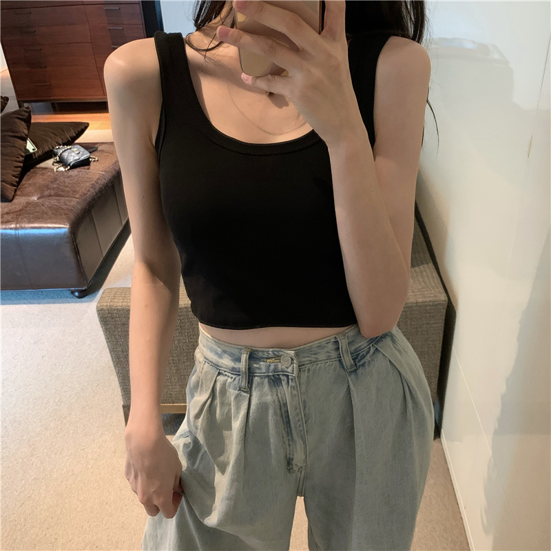 Multicolor all-match U-neck short primer vest