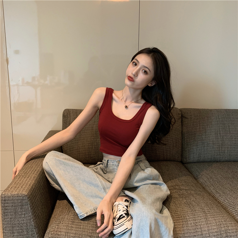 Multicolor all-match U-neck short primer vest
