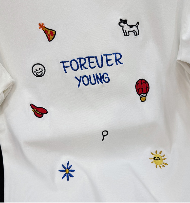 Casual embroidery Korean style T-shirt for women
