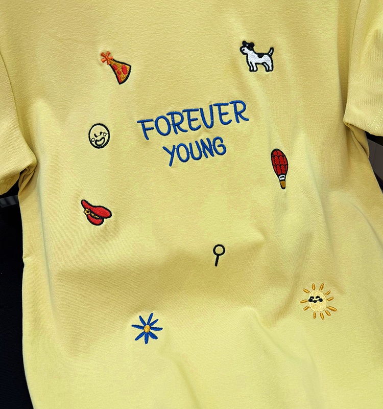 Casual embroidery Korean style T-shirt for women