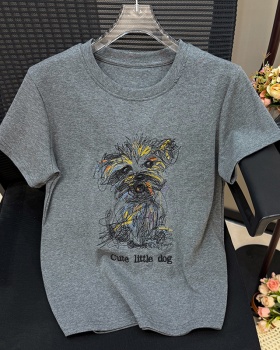 Puppy Korean style tops Western style T-shirt