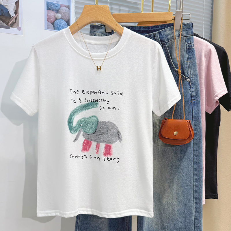 Casual loose T-shirt short sleeve summer tops for women