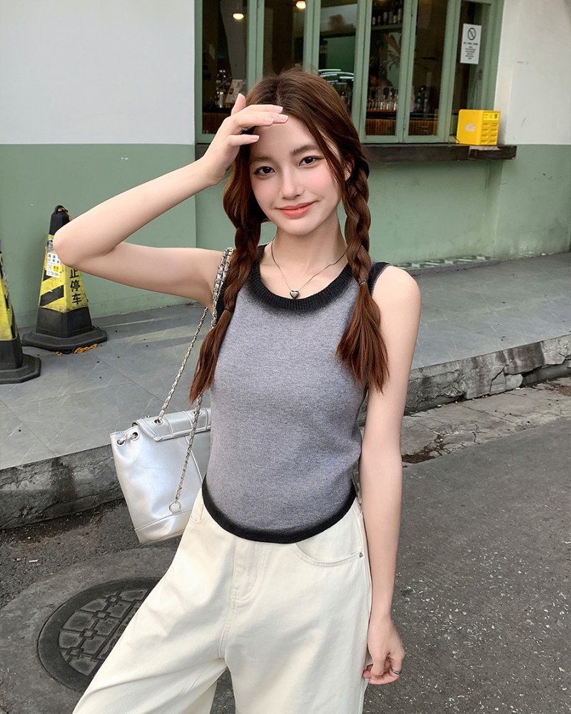 Knitted wears outside vest sleeveless sling tops for women