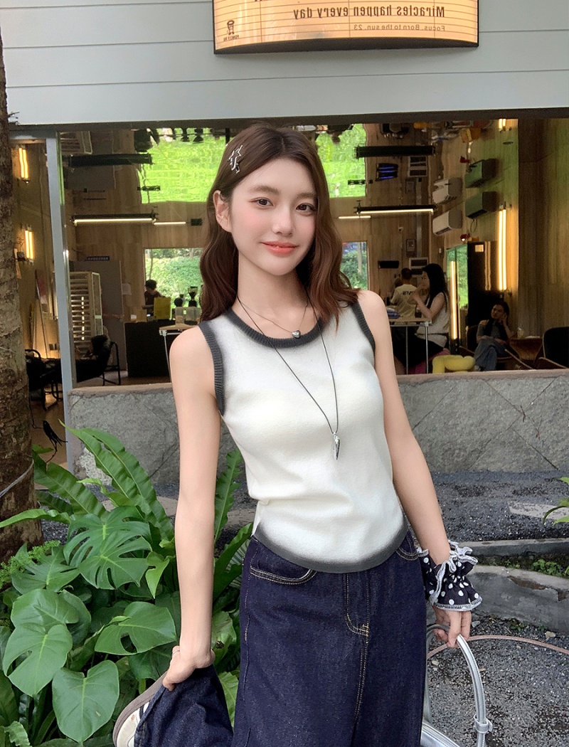 Knitted wears outside vest sleeveless sling tops for women