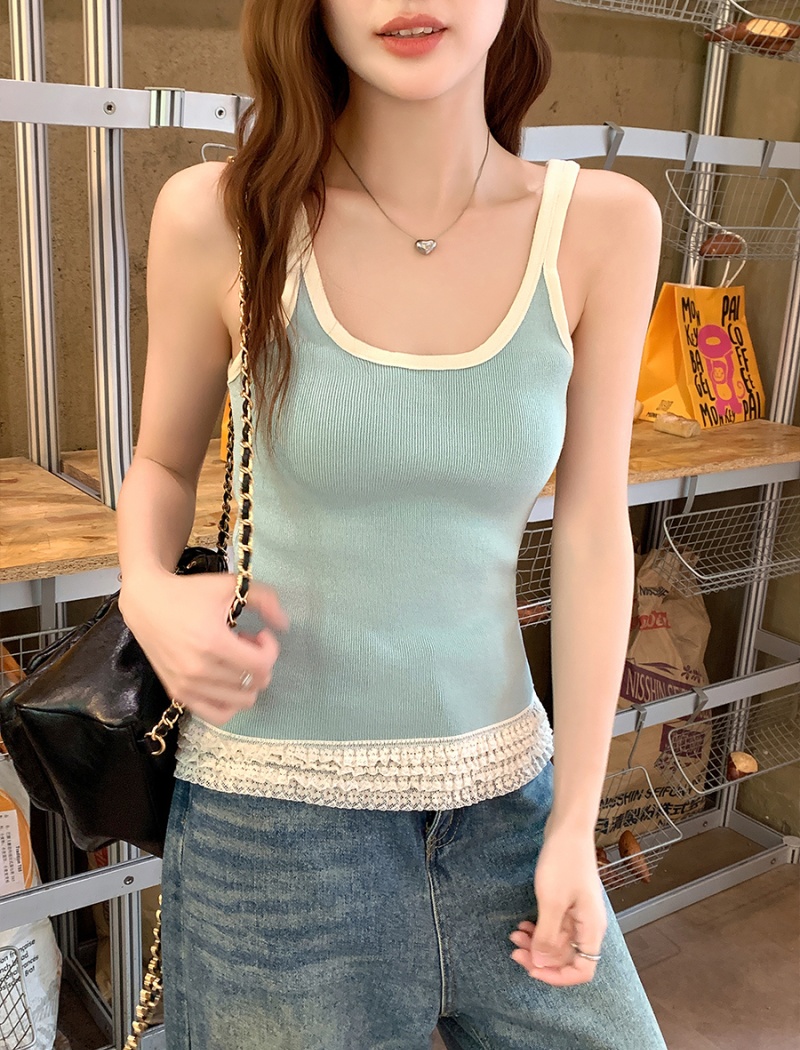 Lace wears outside tops bottoming vest for women