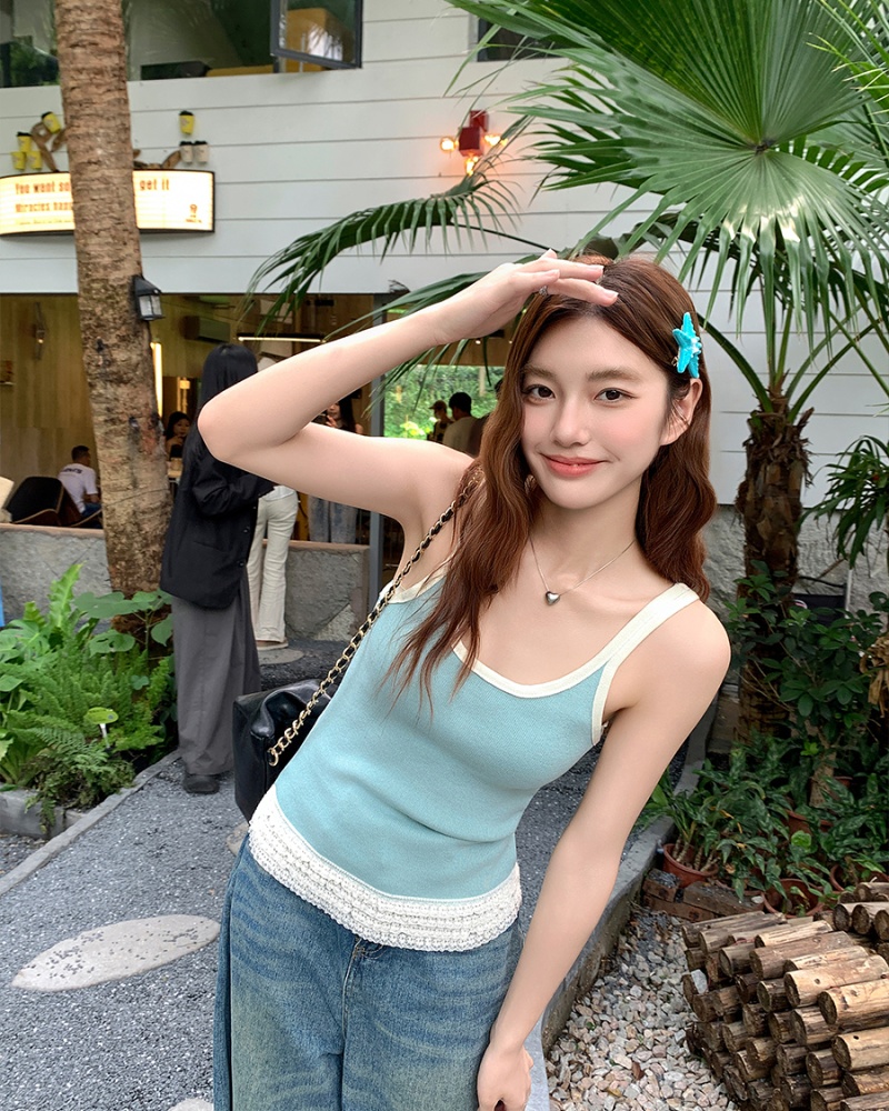 Lace wears outside tops bottoming vest for women