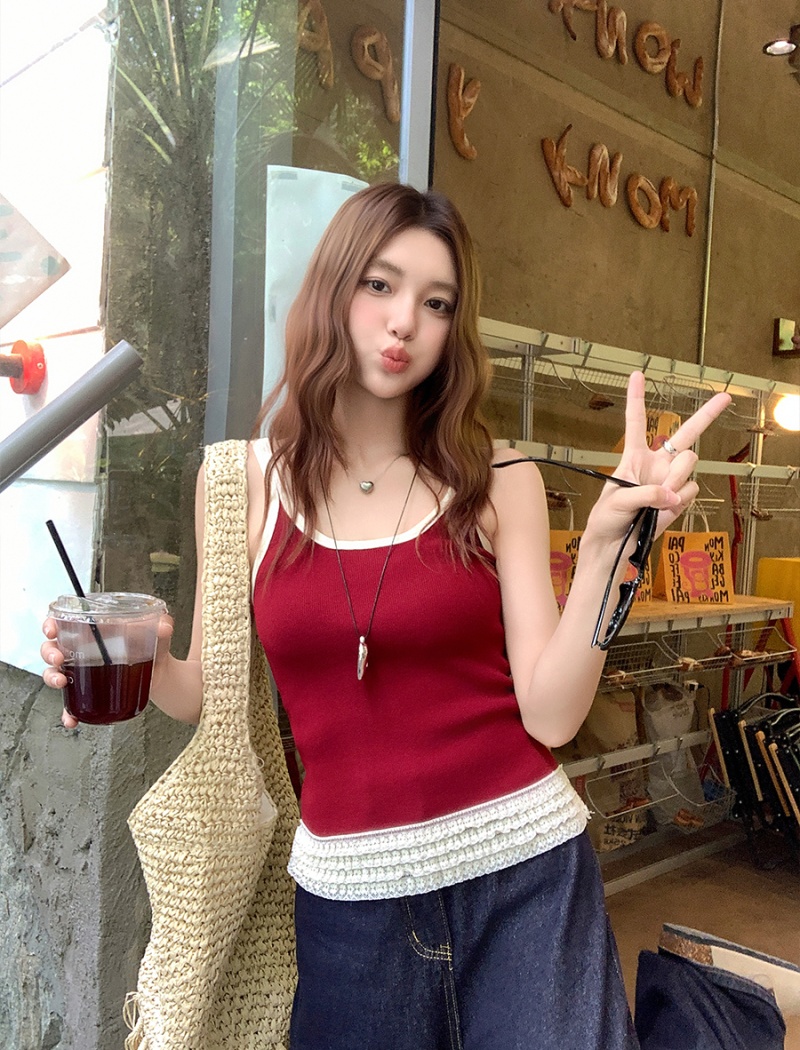 Lace wears outside tops bottoming vest for women