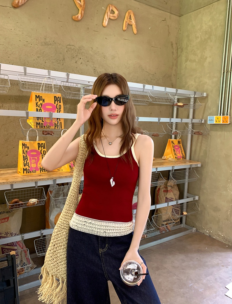 Lace wears outside tops bottoming vest for women