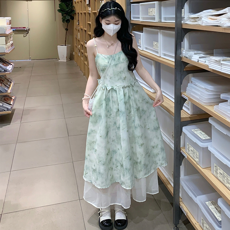 Vacation dress blooming strap dress for women