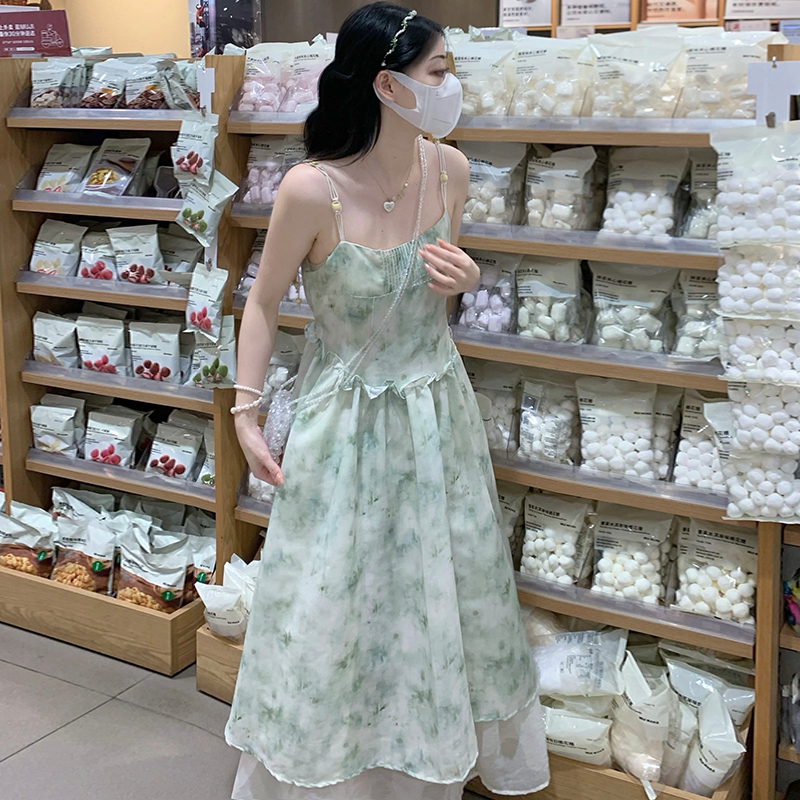 Vacation dress blooming strap dress for women