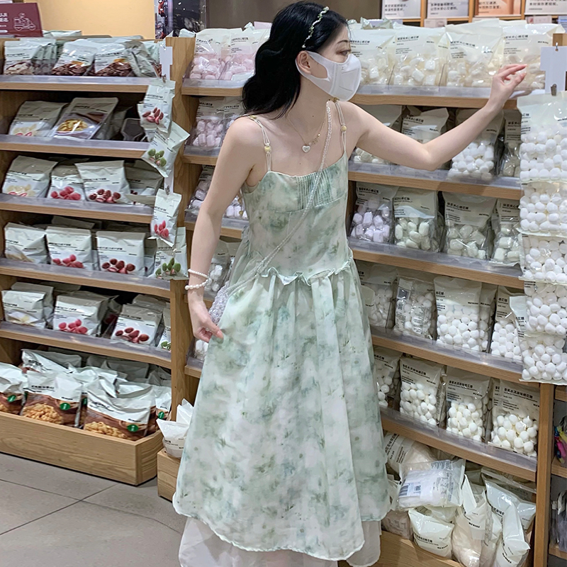 Vacation dress blooming strap dress for women