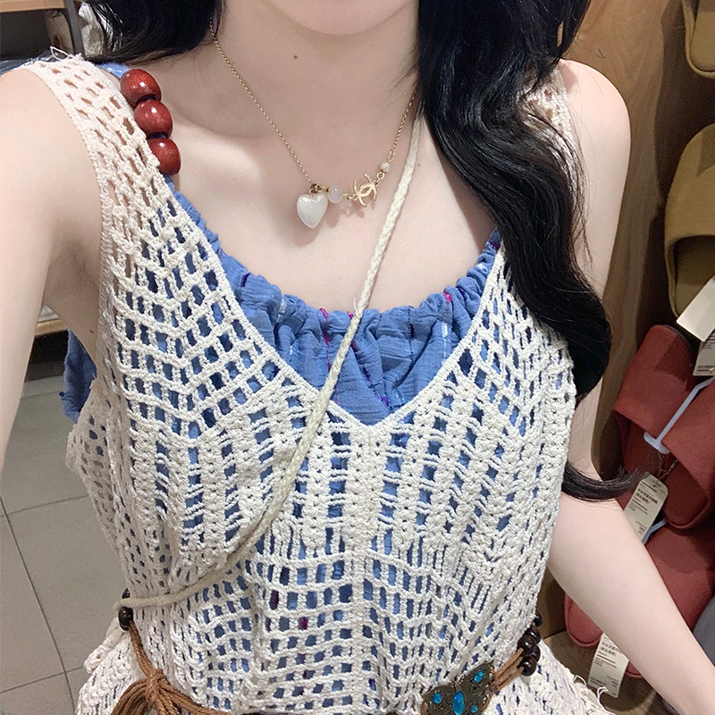 Sling beautiful vest sweet long dress 2pcs set