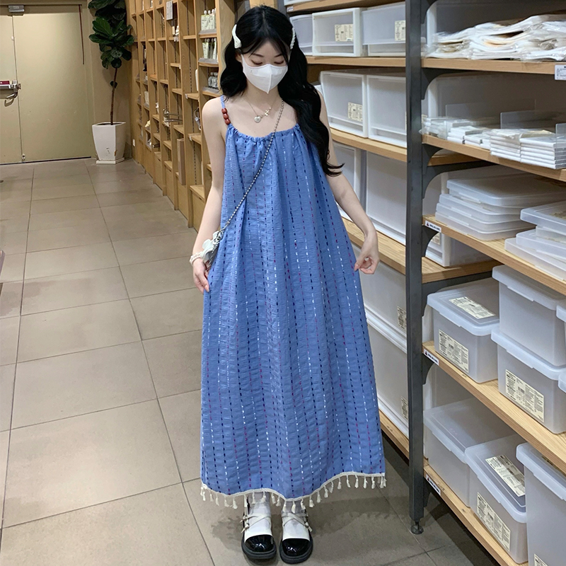Sling beautiful vest sweet long dress 2pcs set