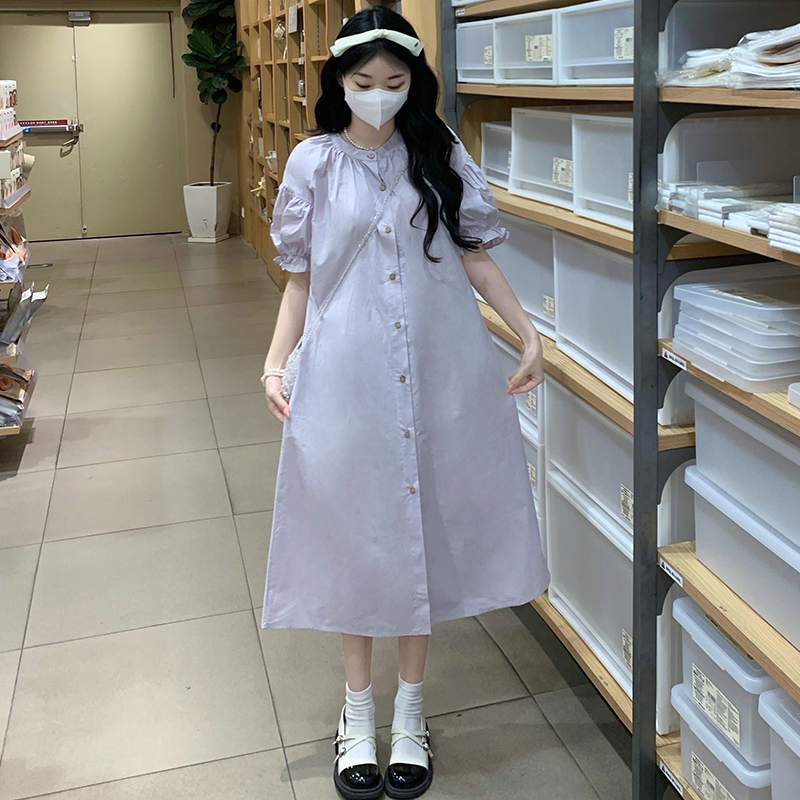 Lace vacation smock blue floral dress 2pcs set