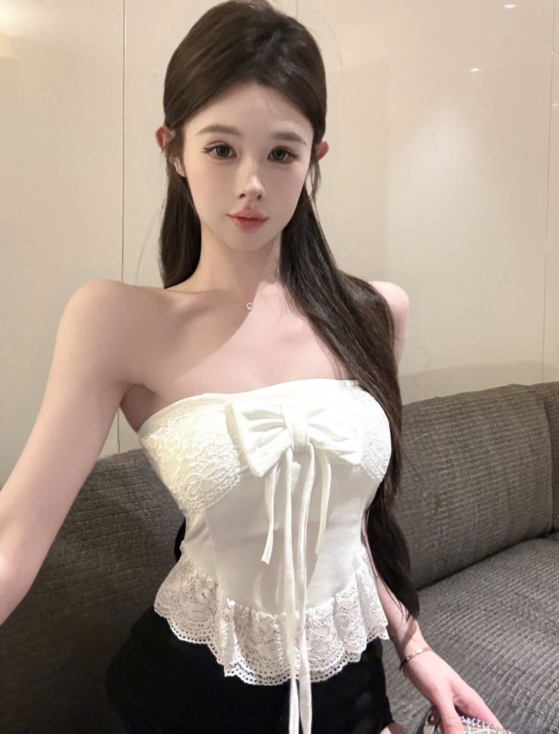Beauty back bow halter spicegirl wrapped chest vest for women