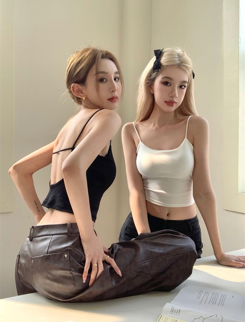 Pure cotton wrapped chest tops beauty back vest