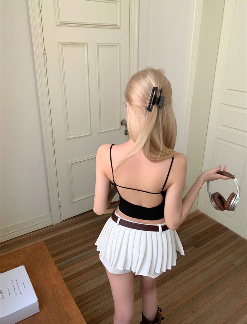 Pure cotton wrapped chest tops beauty back vest