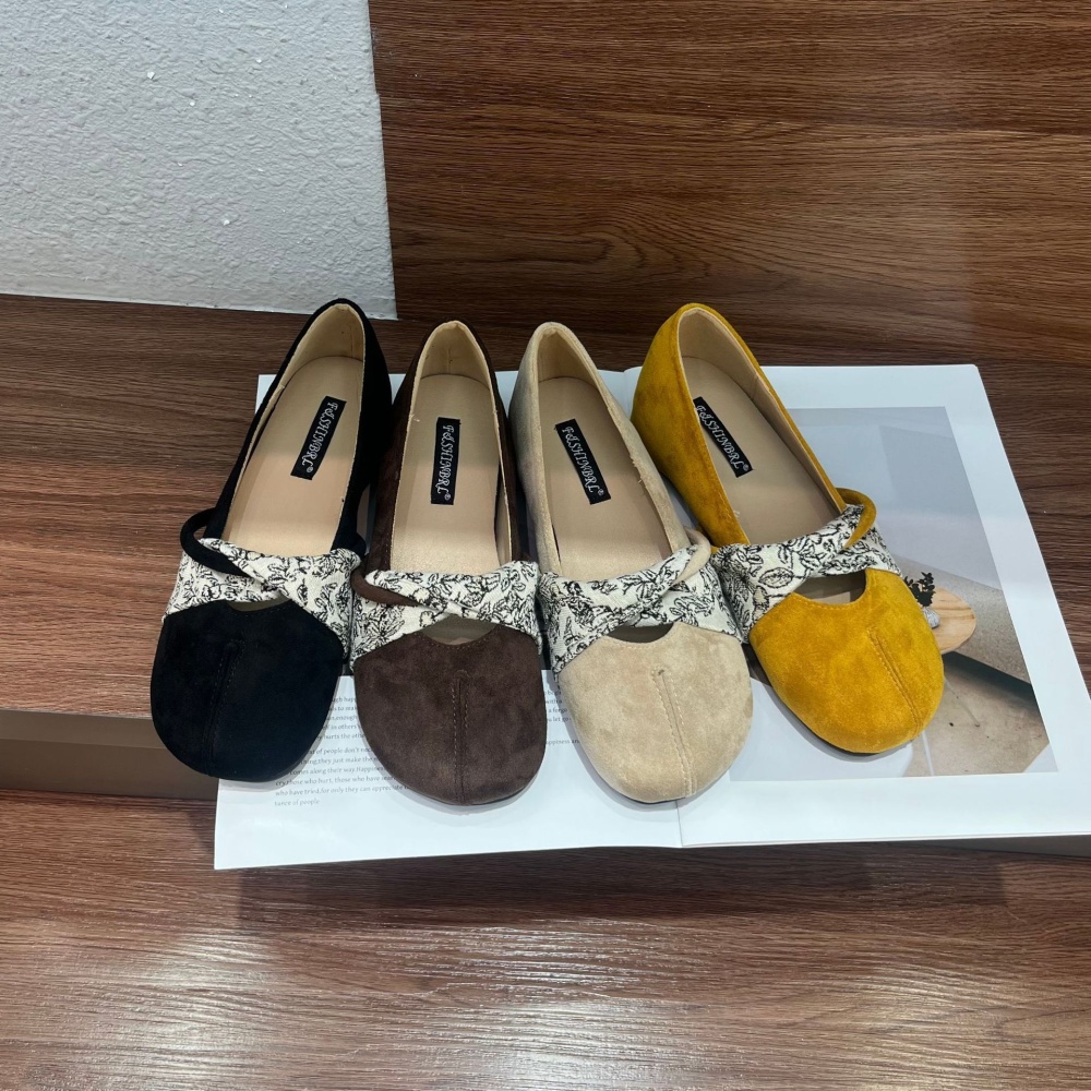 Retro round spring broadcloth France style temperament shoes