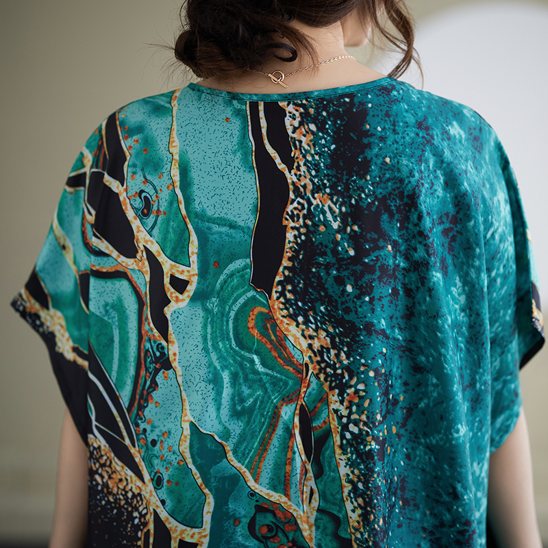Short sleeve big Casual long dress art printing dress