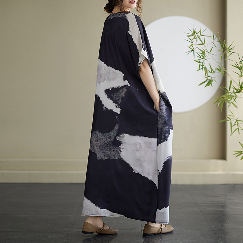 Art short sleeve big long dress printing Casual dress