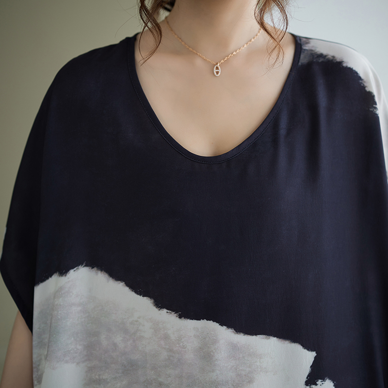 Art short sleeve big long dress printing Casual dress