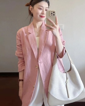Cotton linen summer tops flax long sleeve coat
