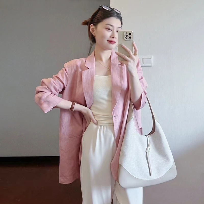 Cotton linen summer tops flax long sleeve coat