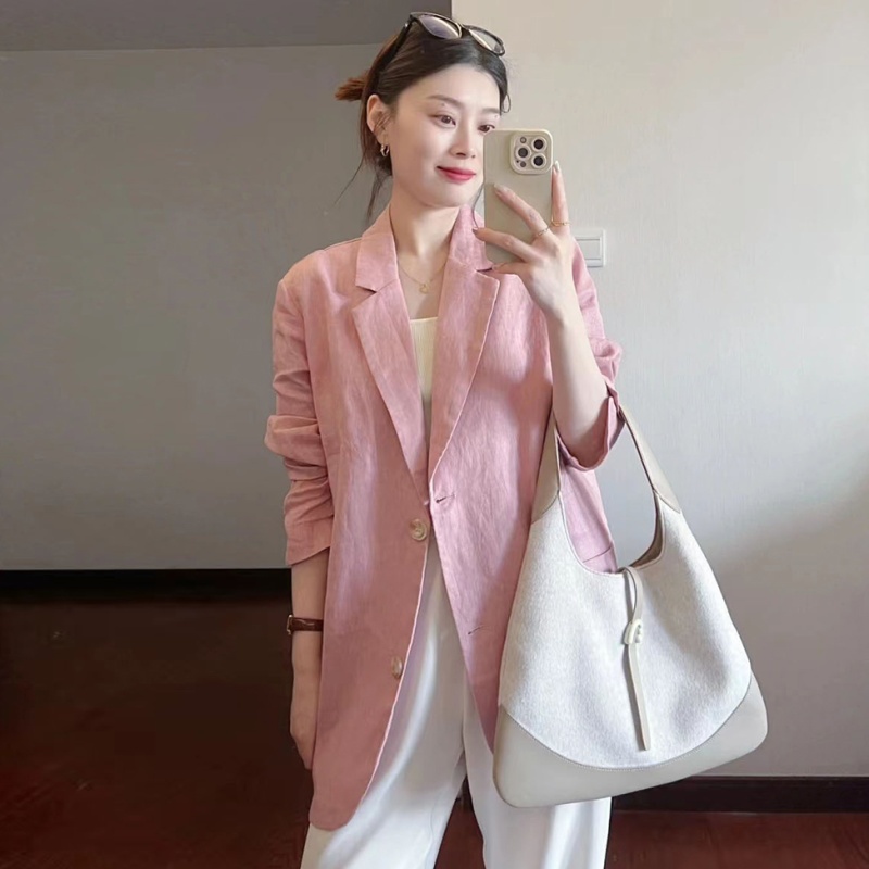 Cotton linen summer tops flax long sleeve coat
