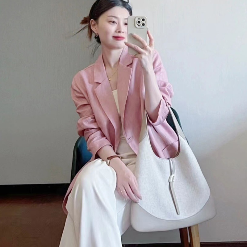 Cotton linen summer tops flax long sleeve coat