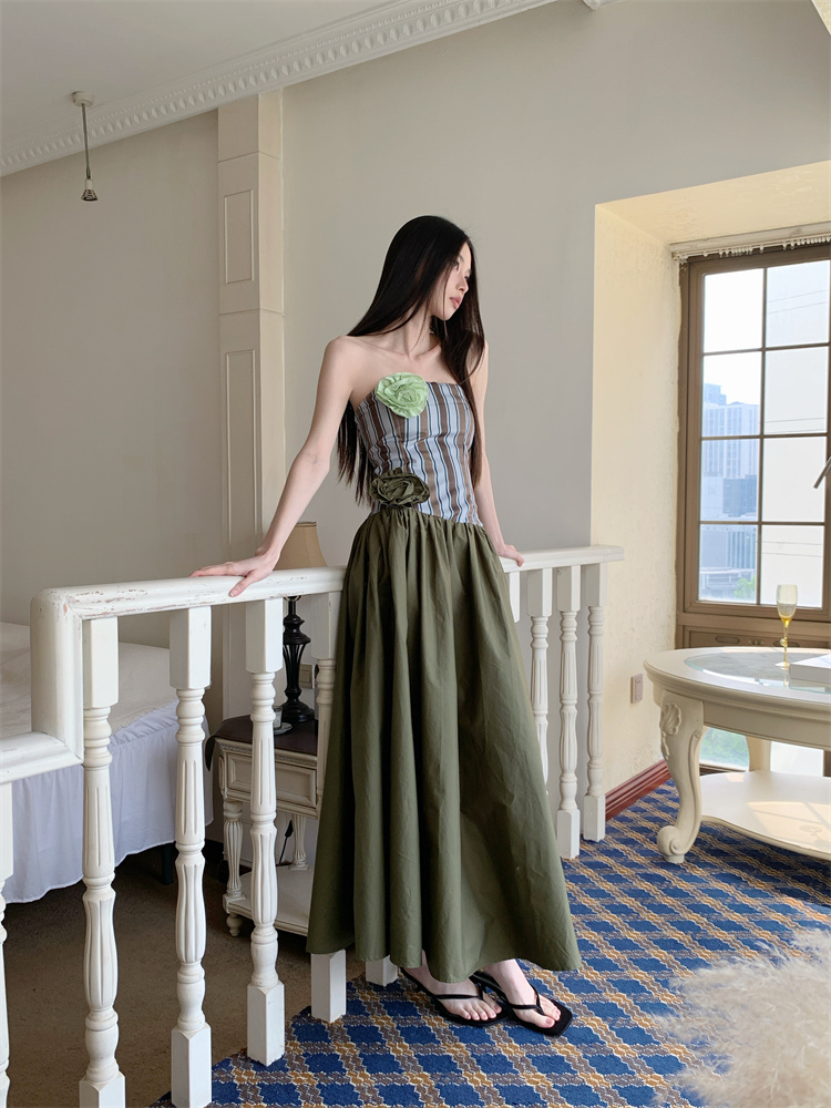 Stripe Casual removable temperament summer dress