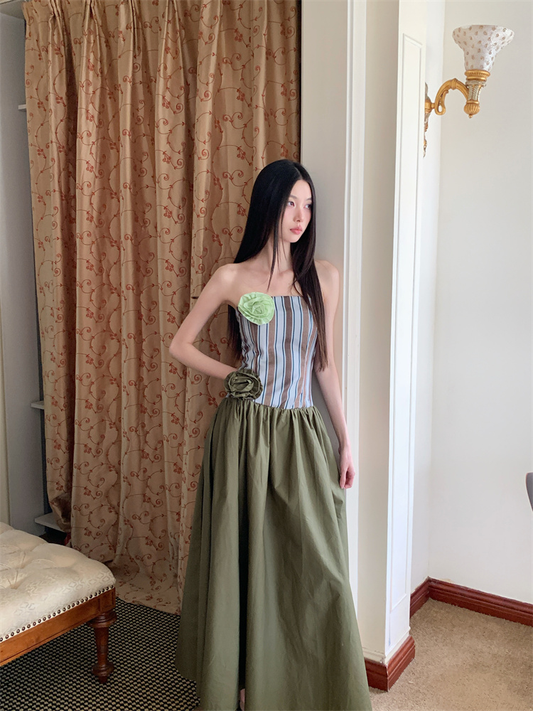 Stripe Casual removable temperament summer dress