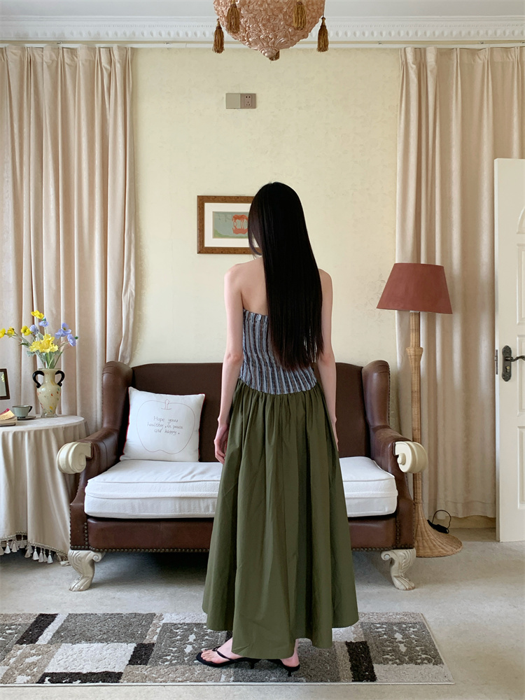Stripe Casual removable temperament summer dress