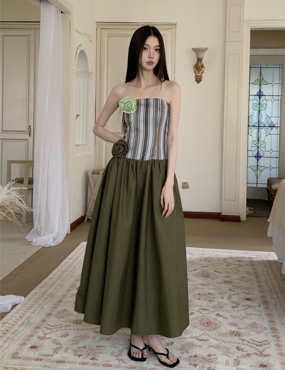 Stripe Casual removable temperament summer dress