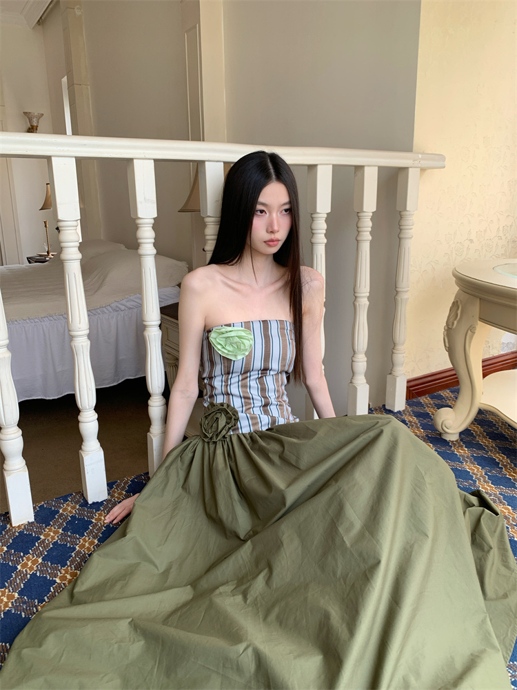 Stripe Casual removable temperament summer dress