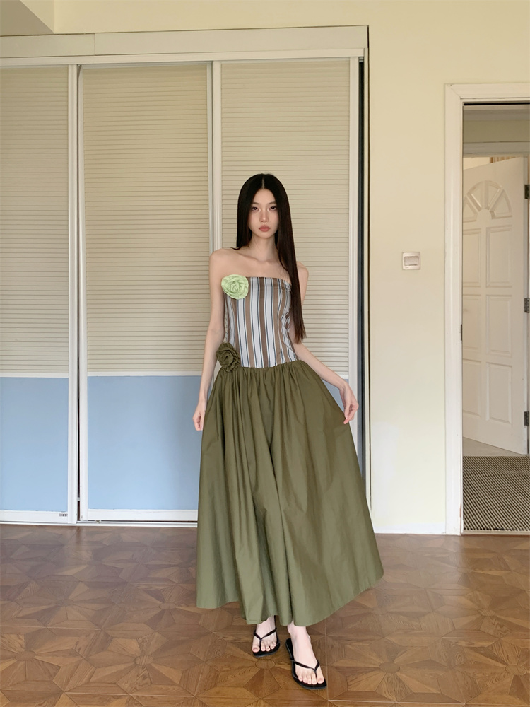Stripe Casual removable temperament summer dress