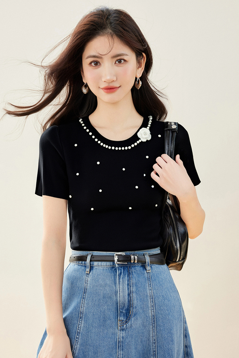 Western style summer tops fashion all-match T-shirt