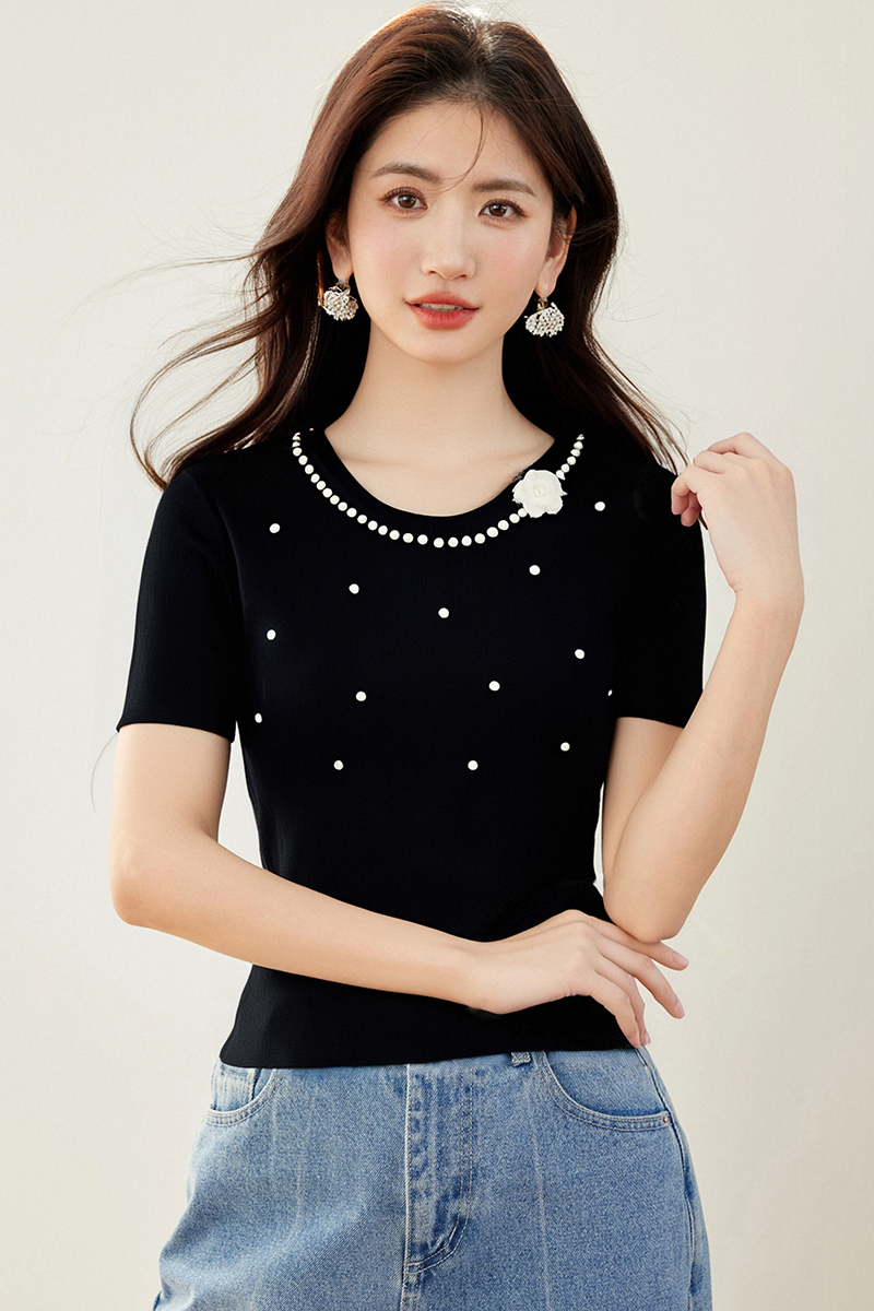 Western style summer tops fashion all-match T-shirt