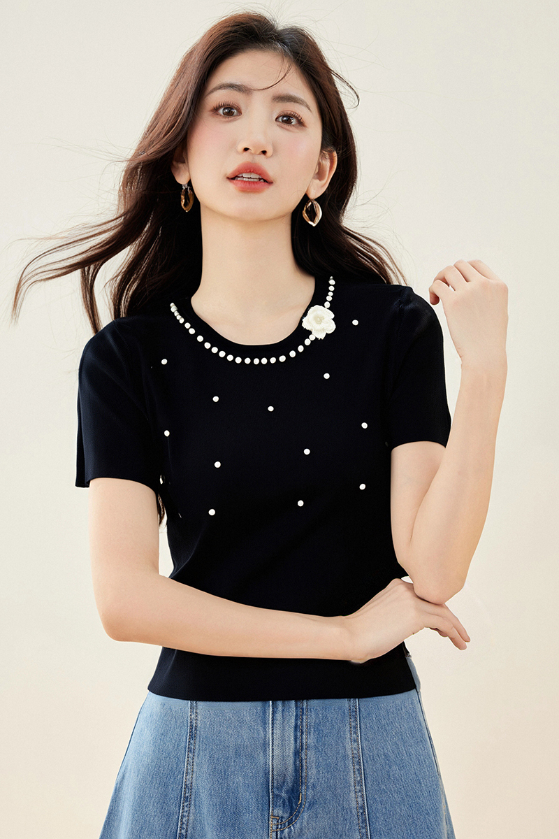 Western style summer tops fashion all-match T-shirt