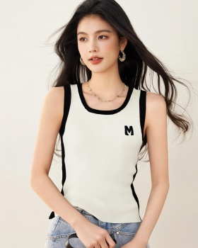 Short sleeve slim summer vest embroidery sling T-shirt