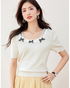 Slim lace summer splice Korean style sweater