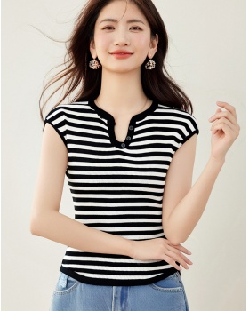 Boats sleeve summer knitted T-shirt for women