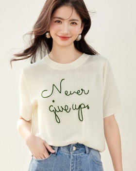Letters short sleeve large yard T-shirt for women